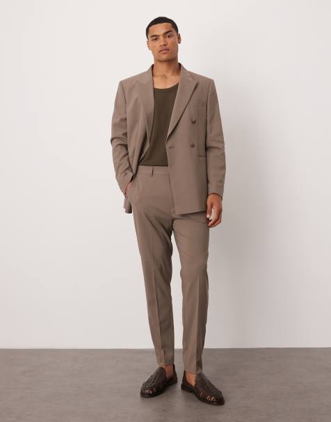 ASOS DESIGN tapered suit pants in taupe - view 1