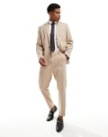 [ASOS DESIGN] ASOS DESIGN tapered suit pants in tonal neutral prince of wales check W30 L32 BEIGE