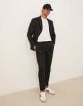 [ASOS DESIGN] ASOS DESIGN tapered suit pants with linen in black shine W38 L32 BLACK