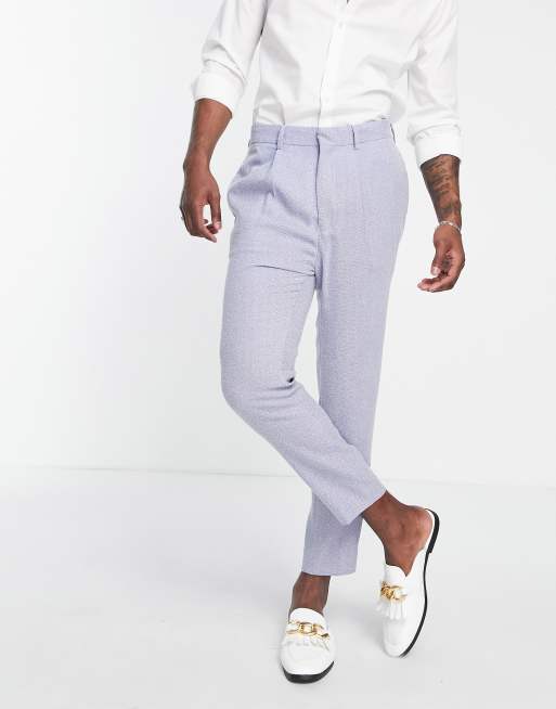 ASOS DESIGN tapered suit pants with mini herringbone nepp in blue