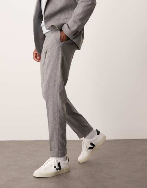ASOS DESIGN tapered suit pants with wool in gray flannel - view 1