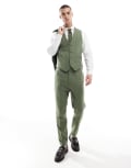 [ASOS DESIGN] ASOS DESIGN tapered suit pants with wool in green herringbone W34 L30 GREEN