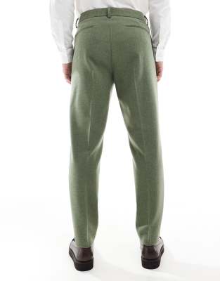 Asos Design Tapered Suit Pants With Wool In Green