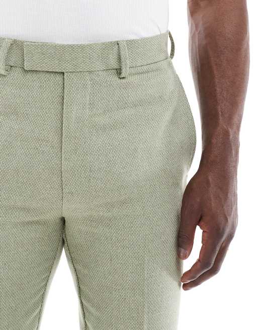 ASOS DESIGN tapered suit pants with wool in sage green