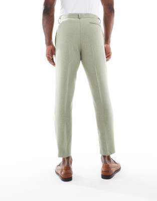 ASOS DESIGN tapered suit pants with wool in sage green