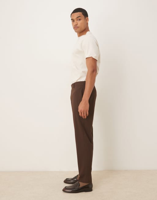 ASOS DESIGN tapered suit trouser in brown, 4 of 5