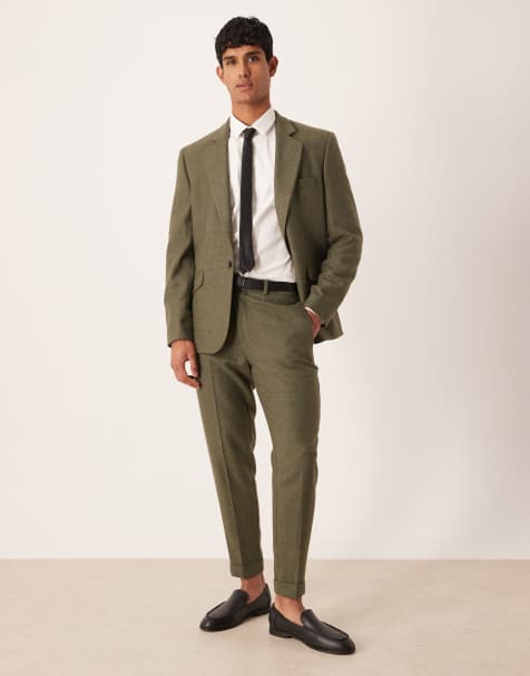 ASOS DESIGN tapered suit trouser in dark green check