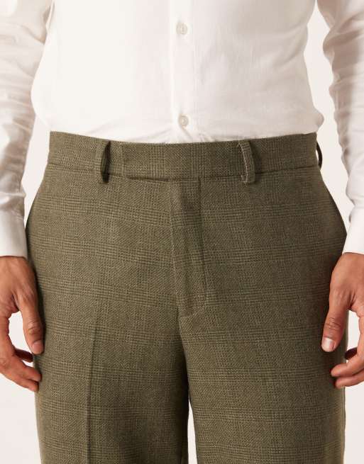 ASOS DESIGN tapered suit trouser in dark green check, 4 of 5