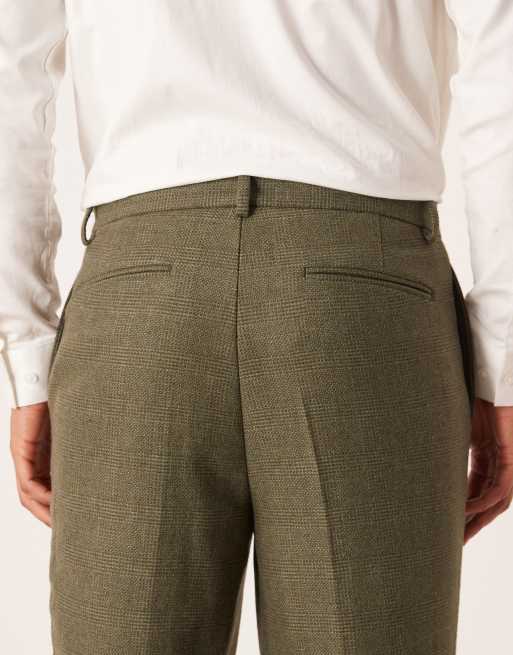 ASOS DESIGN tapered suit trouser in dark green check, 5 of 5
