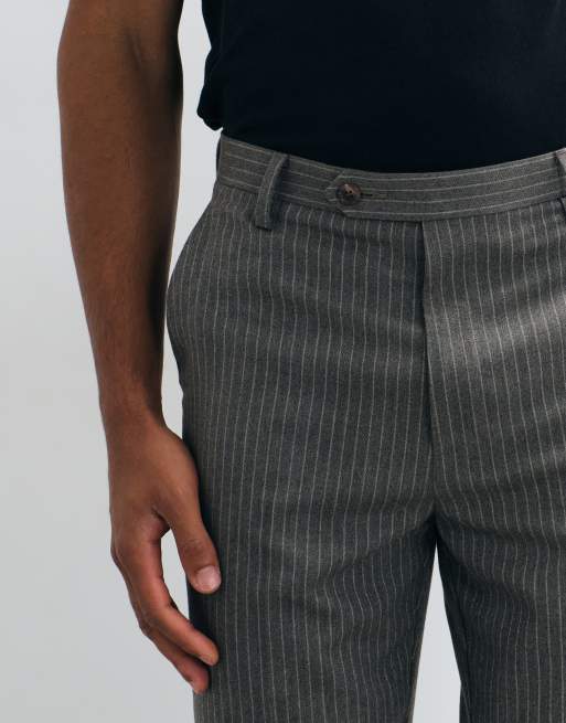 ASOS DESIGN tapered suit trouser in olive green brushed flannel, 2 of 5