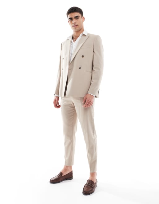ASOS DESIGN tapered suit trousers in beige, 3 of 5