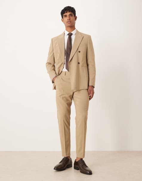 ASOS DESIGN tapered suit trousers in beige - view 1