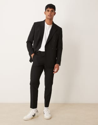 ASOS DESIGN tapered suit trousers in black