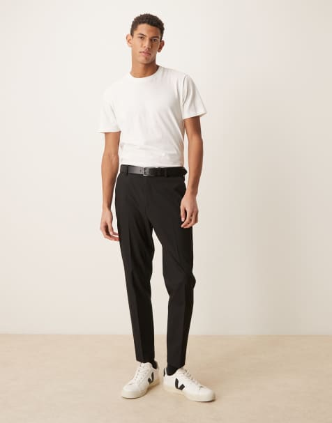ASOS DESIGN tapered suit trousers in black - view 1