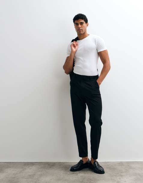 ASOS DESIGN tapered suit trousers in black