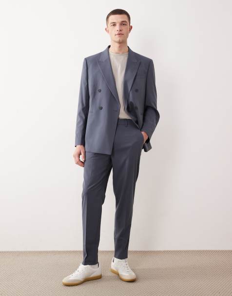 ASOS DESIGN tapered suit trousers in blue