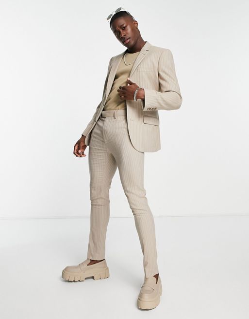 ASOS DESIGN tapered suit pants with sweatpants waist and turn up