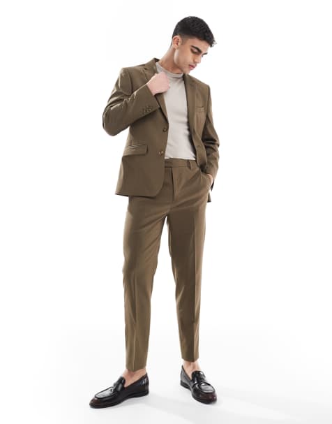 ASOS DESIGN tapered suit trousers in brown - view 1