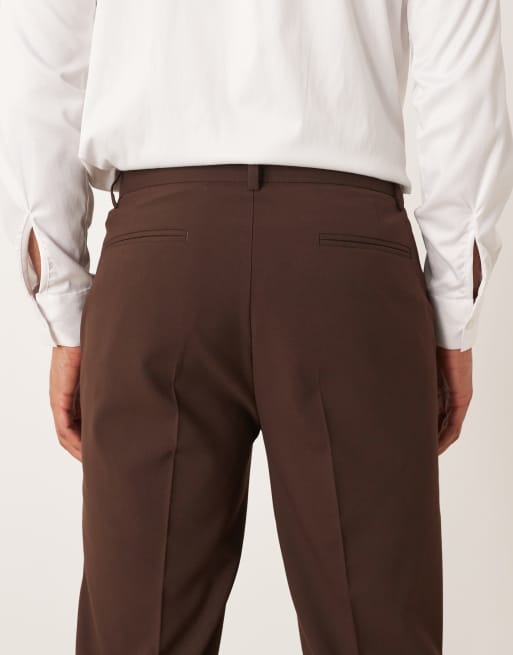ASOS DESIGN tapered suit pants in brown