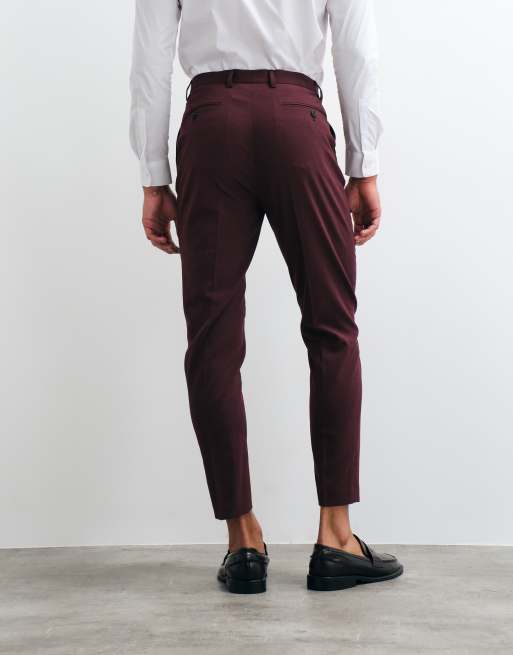 ASOS DESIGN tapered suit trousers in burgundy, 5 of 5