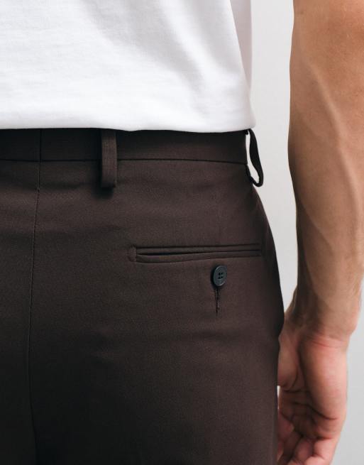 ASOS DESIGN tapered suit trousers in dark brown, 5 of 5