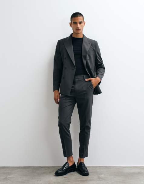 ASOS DESIGN tapered suit trousers in dark grey - view 1