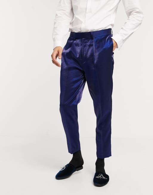 ASOS DESIGN skinny suit in deep blue high shine, 3 of 3