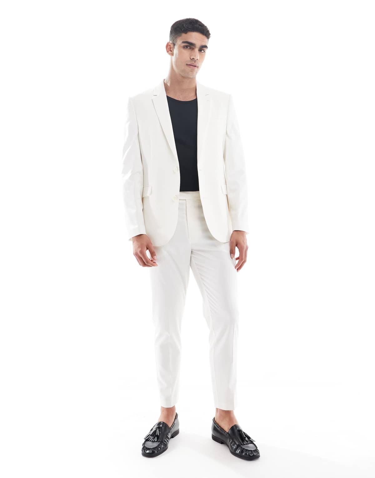 ASOS DESIGN tapered suit trousers in ecru