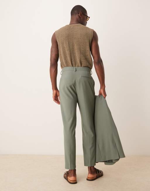 ASOS DESIGN tapered suit trousers in green twill, 4 of 5