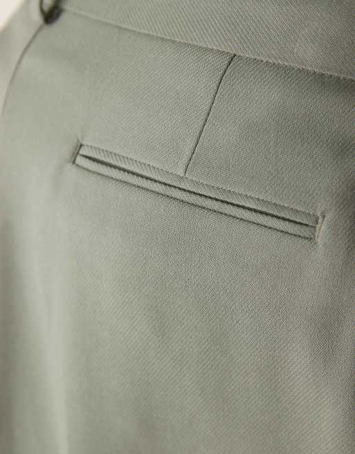 ASOS DESIGN tapered suit trousers in green twill, 5 of 5