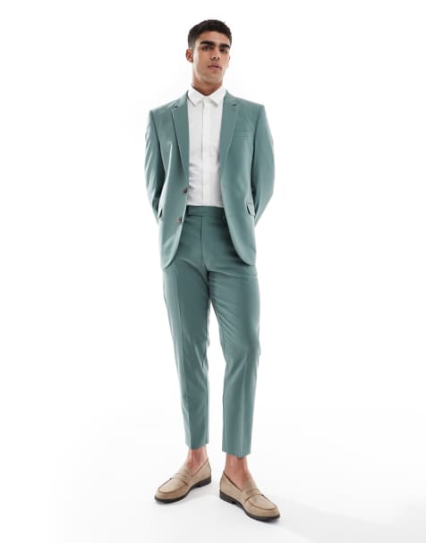 ASOS DESIGN tapered suit trousers in green - view 1