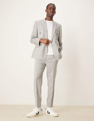 ASOS DESIGN tapered suit trousers in grey pinstripe φωτογραφία