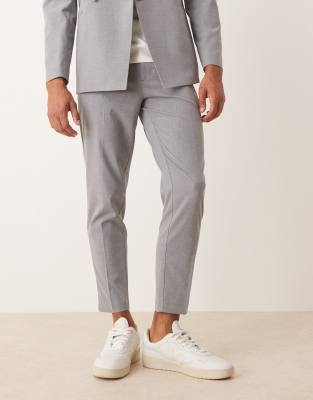 ASOS DESIGN tapered suit trousers in grey