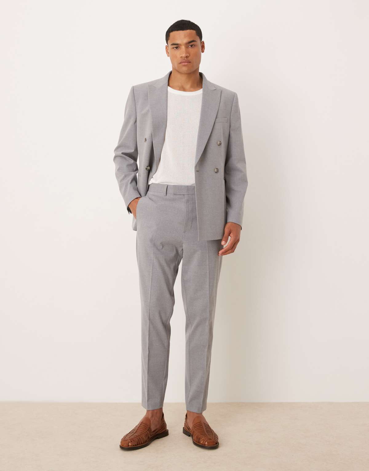 ASOS DESIGN tapered suit trousers in grey