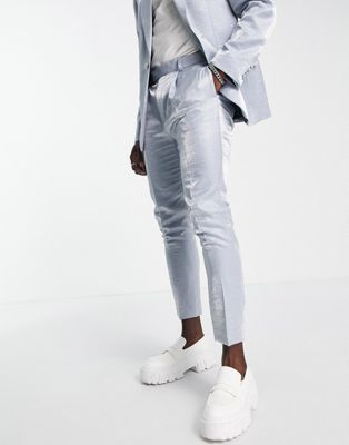 ASOS DESIGN tapered suit trousers in iridescent blue