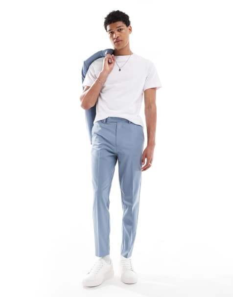 ASOS DESIGN tapered suit trousers in light blue