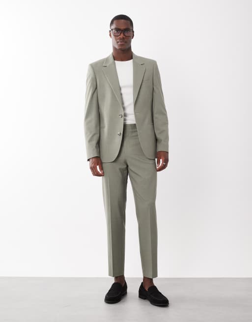 ASOS DESIGN tapered suit trousers in light green micro check, 2 of 5