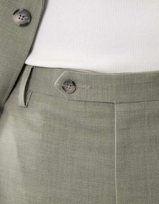 ASOS DESIGN tapered suit trousers in light green micro check, 5 of 5