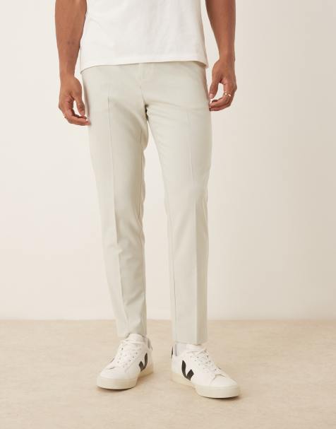 ASOS DESIGN tapered suit trousers in light grey