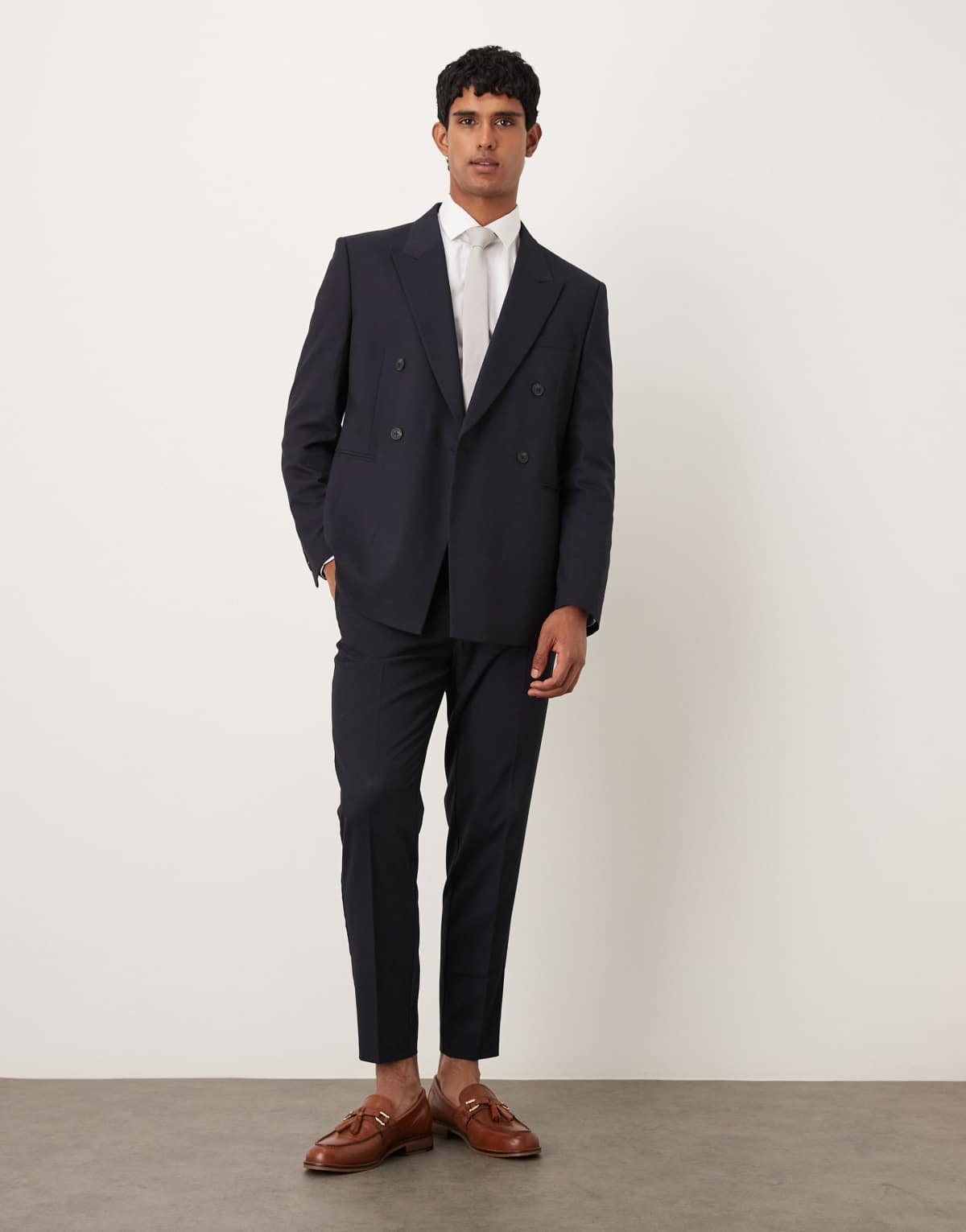 ASOS DESIGN tapered suit trousers in navy