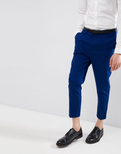 ASOS Tapered Smart Trouser in Blue for Men