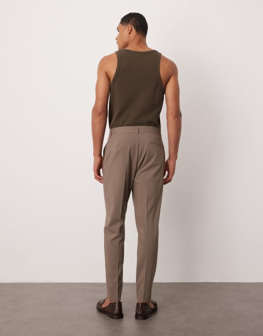 ASOS DESIGN tapered suit trousers in taupe brown, 3 of 5