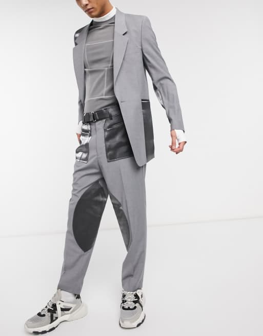  ASOS DESIGN slim suit with cut and sew satin panels, 3 of 3