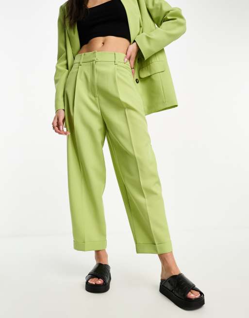 Buy Qeboo Collection Green Formal Pants Tapered High Waist Ankle