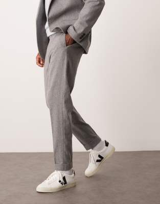 ASOS DESIGN tapered suit trousers with wool in grey flannel