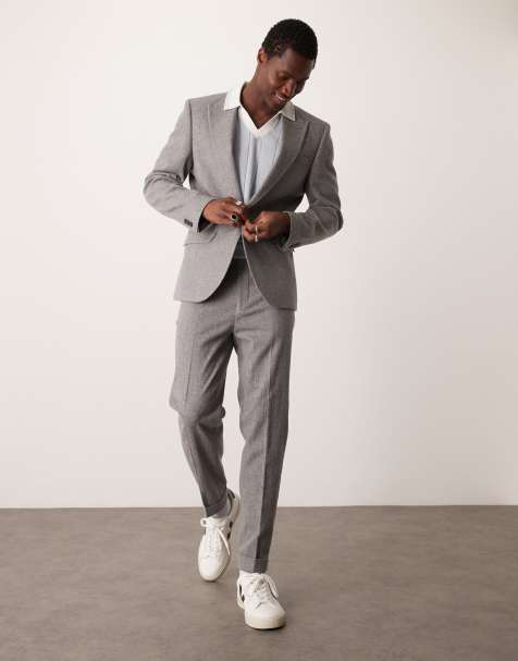 ASOS DESIGN tapered suit with wool in gray flannel - view 1