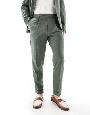 Asos Design Tapered Summer Suit Pants In Green