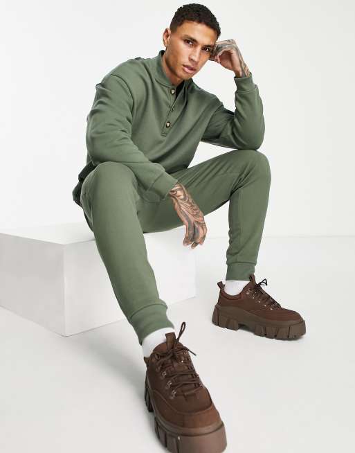 ASOS DESIGN tapered sweatpants in khaki - part of a set