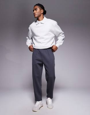 Asos Design Tapered Sweatpants With Pin Tucks In White