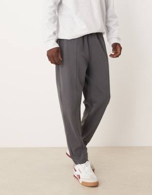 Asos Design Tapered Sweatpants With Pin Tucks In Gray